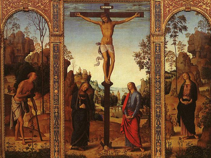 Pietro Perugino The Crucifixion with The Virgin, St.John, St.Jerome St.Magdalene